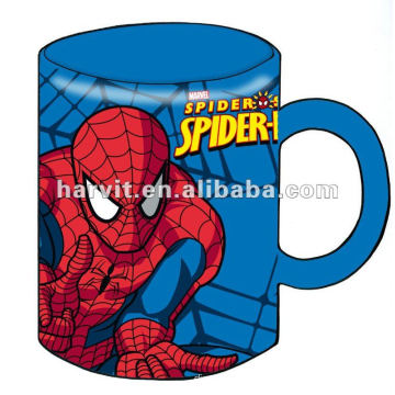 Promotion coffee mug with spider-man decal